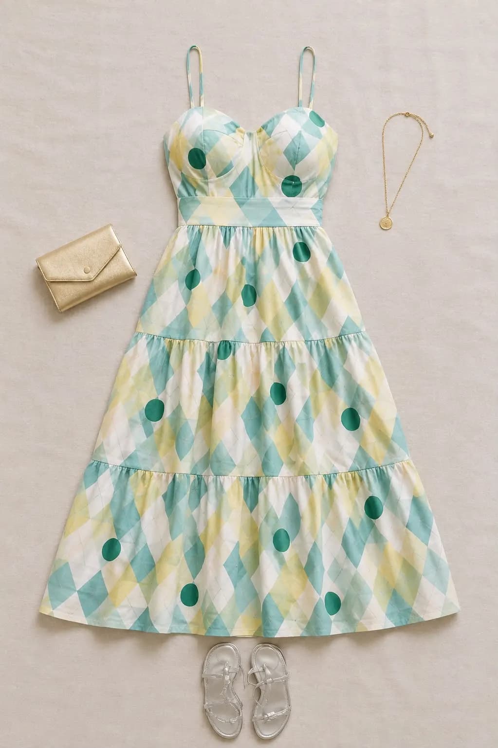 Meadow Harlequin Midi Dress