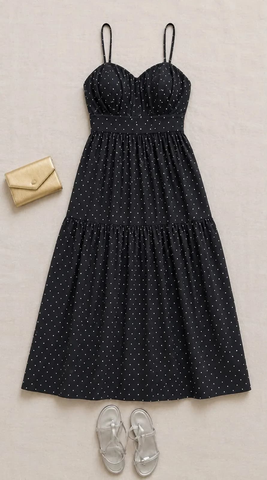 Midnight Polka Midi Dress